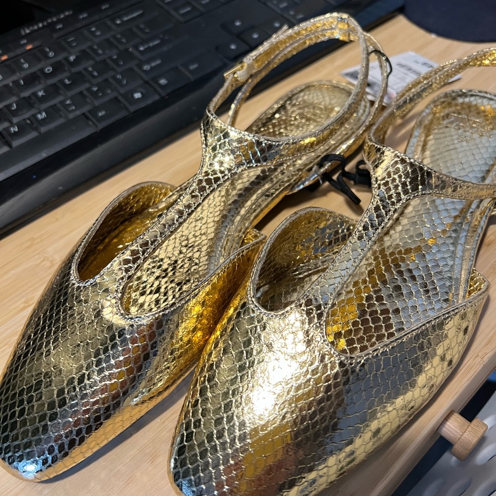 Zara Gold Flats